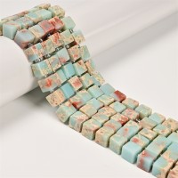 8x8mm Cube Light Blue Impression Jasper Agalmatolite Jasper 15.5'' per strand