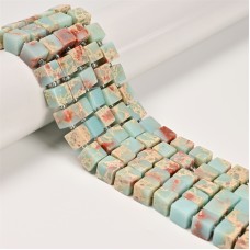 8x8mm Cube Light Blue Impression Jasper Agalmatolite Jasper 15.5'' per strand